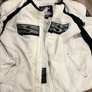 White and Black Scorpion Jacket. SS GEAR MOTORCYCLE JACKET